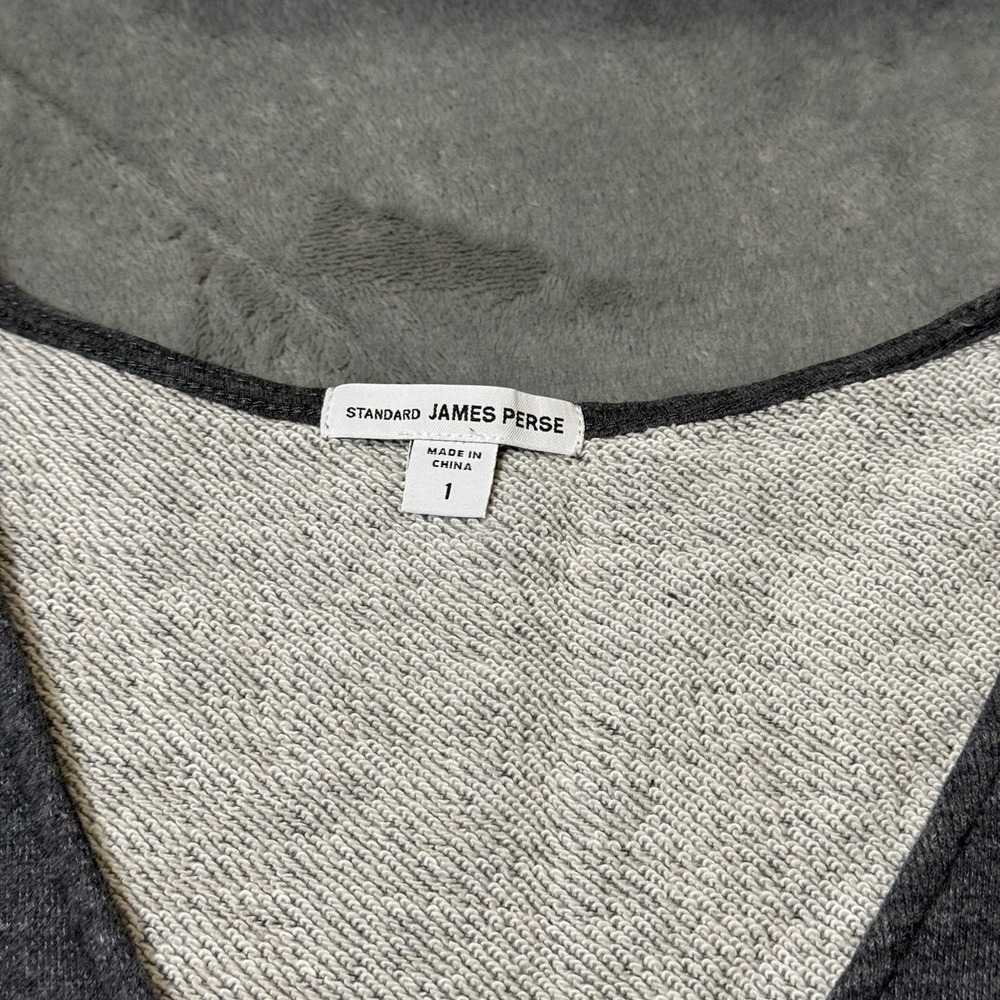 James Perse Womens 3/4 Sleeve V Neck Mini Dress in Gray Terry Fleece Size 1 (S) - Picture 3 of 9